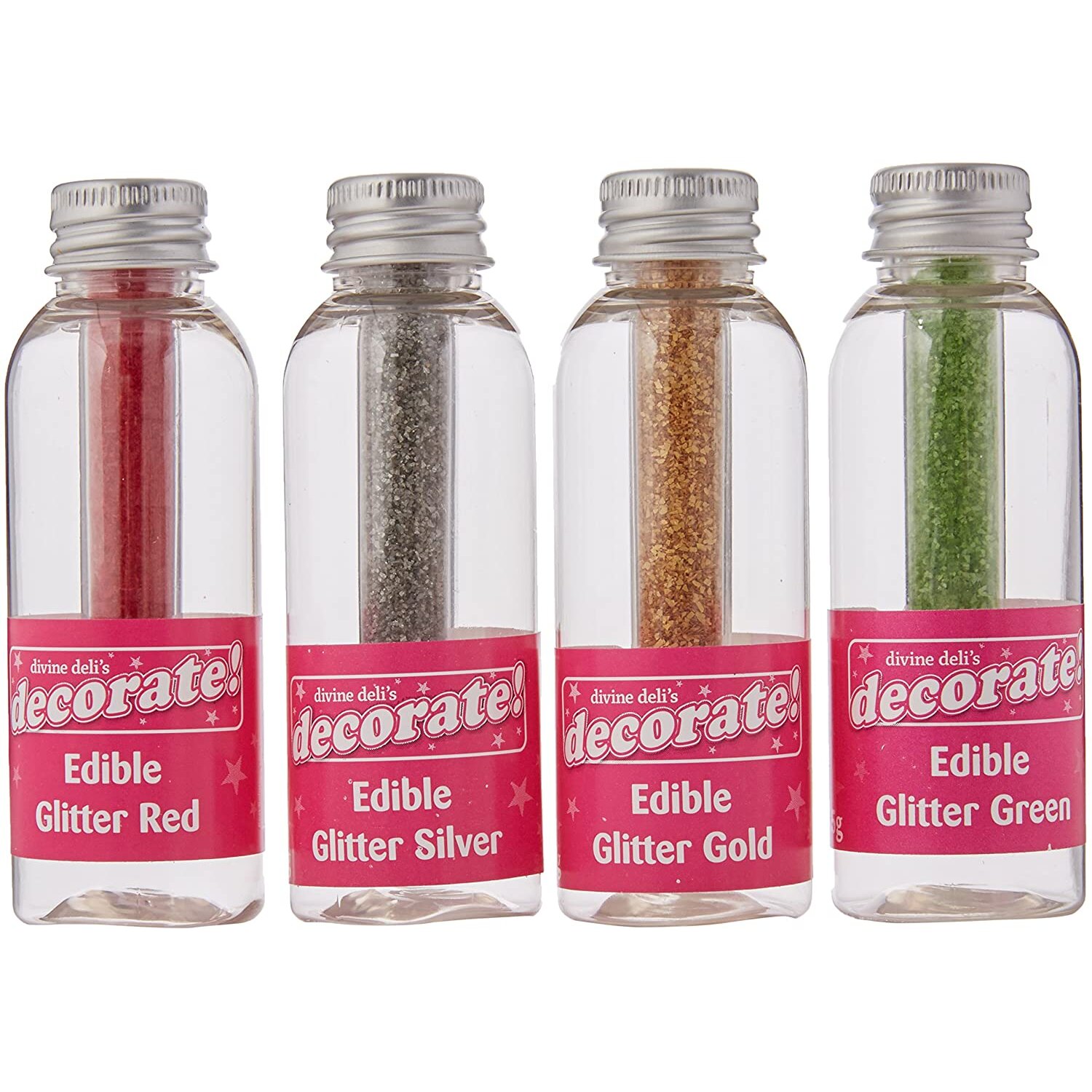 Scrumptious Sprinkles Edible Glitter Christmas Colours Gold/Silver/Red and Green